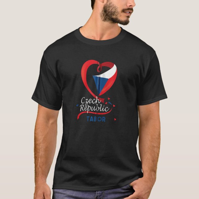 Camiseta Tabor República Checa Bandera Del Corazón Cubierta (Anverso)