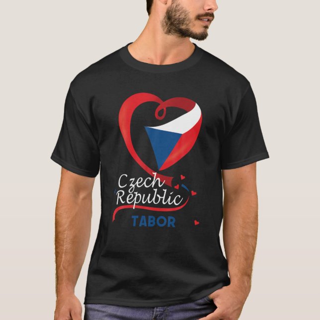 Camiseta Tabor República Checa Bandera Del Corazón Cubierta (Anverso)