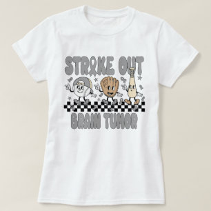 Camiseta Táchese de ajedrez de lazo gris del tumor del cere