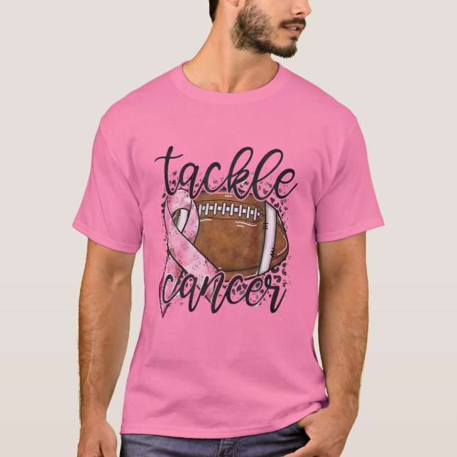 Camiseta Tackle Breast Cancer Awareness Football Pink Ribbo (Anverso)