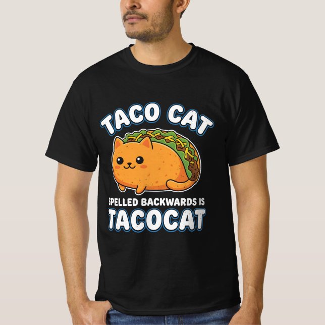 Camiseta Taco Cat Line Art Aesthetic Funny Modern T-SHIRT (Anverso)
