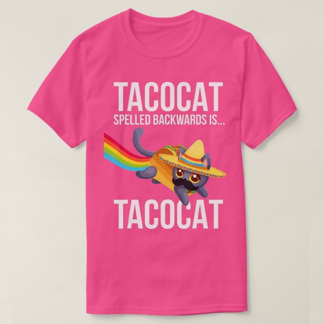 Camiseta Taco Cat Spelado al revés Palindrome - Gato gracio (Diseño del anverso)