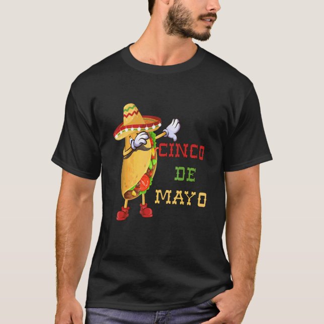 Camiseta Taco de dabbing mexicano Cinco de mayo Poncho Somb (Anverso)