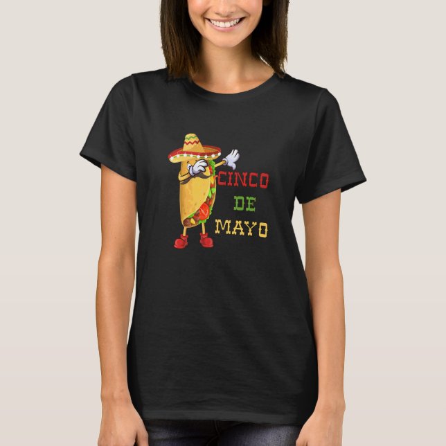 Camiseta Taco de dabbing mexicano Cinco de mayo Poncho Somb (Anverso)