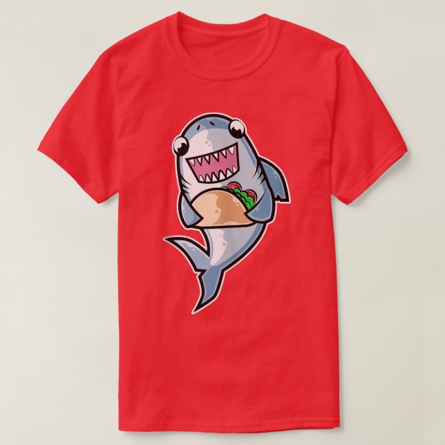 Camiseta Taco de tiburón Kawaii Neko Comida Anime Meican (Diseño del anverso)