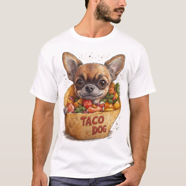 Camiseta Taco Dog - Personalizado Cute Chihuahua Taco (Anverso)
