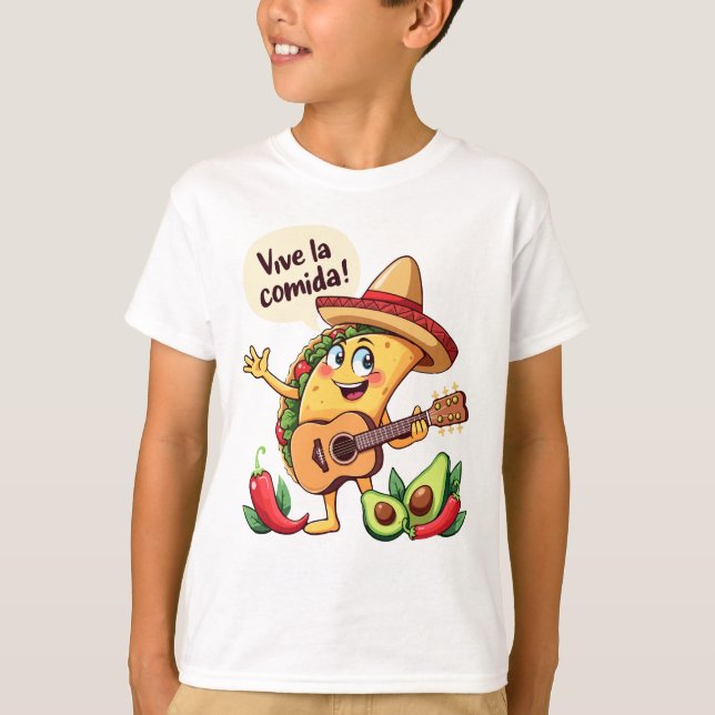 Camiseta Taco Fiesta mit Gitarre und hispanischem Flair (Anverso)
