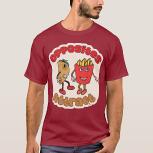Camiseta Taco Frita Opuestos Atraen Dibujo Animado De Comid