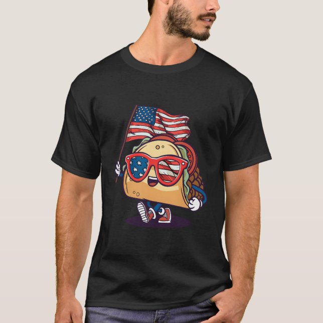 Camiseta Taco Gafas De Sol Bandera Estadounidense 4 De Juli (Anverso)