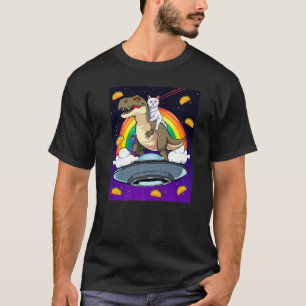 Camiseta Taco Kitty Arcoíris Láser Ojo Rex Montando Gato Es