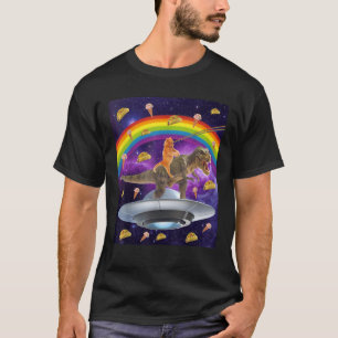 Camiseta Taco Kitty Rainbow Laser Eye T Rex Riding Space Ca