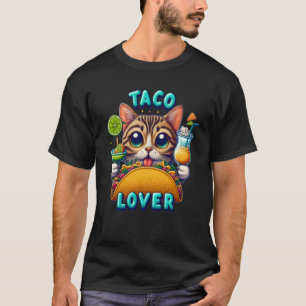 Camiseta Taco Lover Cat Con Bebida Refresca