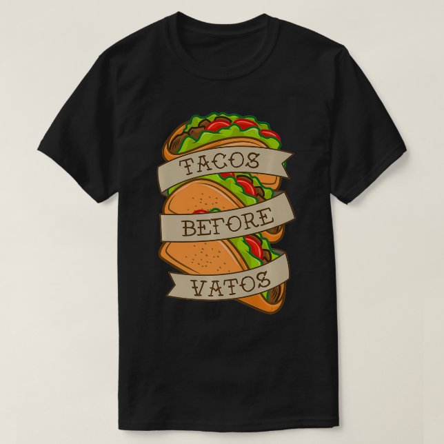 Camiseta Taco Lover Tacos Before Vatos Tattoo Style Taco Ar (Diseño del anverso)