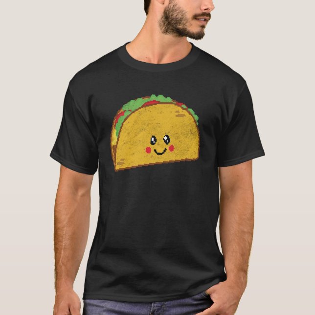 Camiseta Taco Pixel 8 bits Retro Hungry Byte Shell Martes F (Anverso)