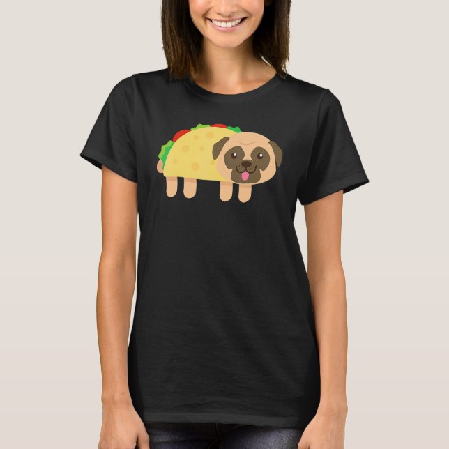 Camiseta Taco Pug Mexicano Taco Burrito Pug Dueños México (Anverso)