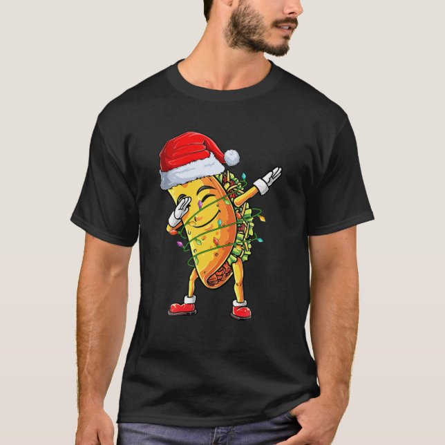 Camiseta Taco Santa Christmas Light Boys Girls Food Lover M (Anverso)