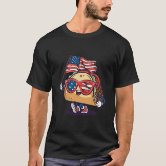 Camiseta Taco Sunglasses American Flag Usa 4Th Of July