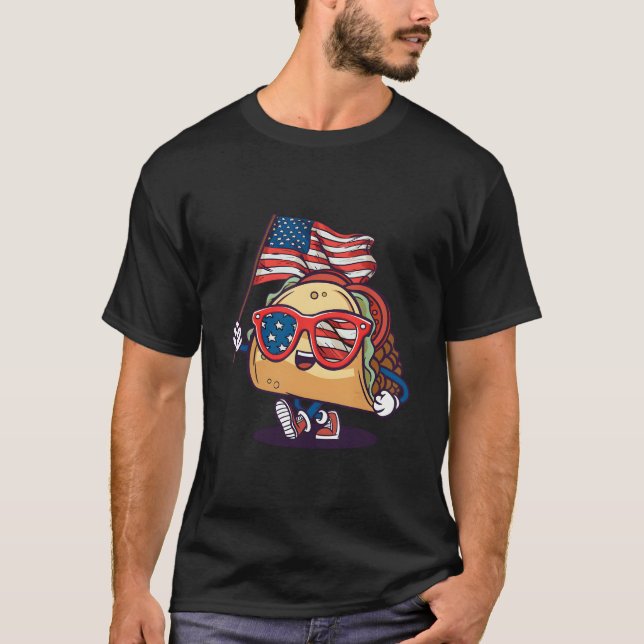 Camiseta Taco Sunglasses American Flag Usa 4Th Of July (Anverso)