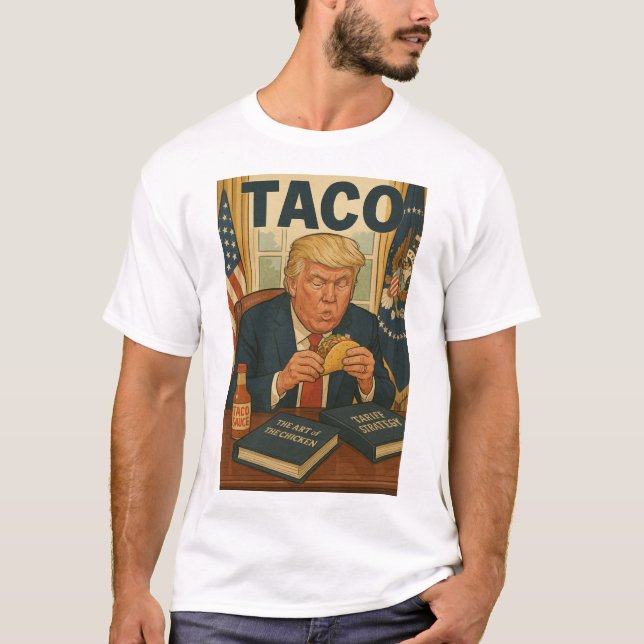 Camiseta TACO Trump comiendo un taco. (Anverso)