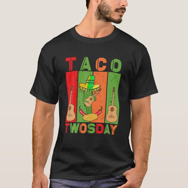 Camiseta Taco Twosday y Vihuela Chili Cactus mexicano y (Anverso)