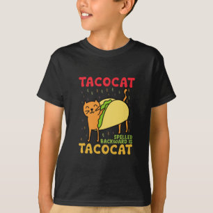 Camiseta Tacocat deletreado al revés Tacos Gatos Cinco De M