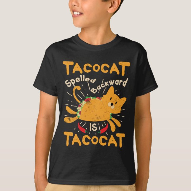 Camiseta Tacocat deletreó al revés el Taco del gato de (Anverso)
