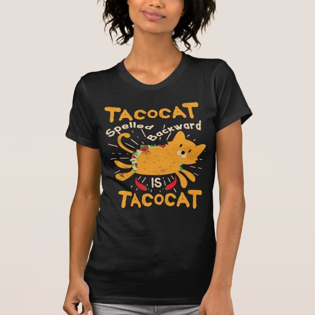 Camiseta Tacocat deletreó al revés el Taco del gato de (Anverso)