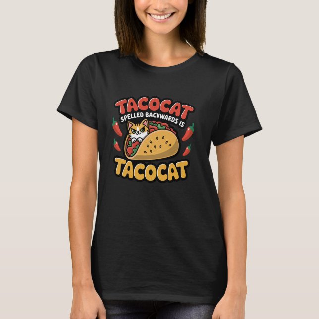 Camiseta Tacocat Spelled Backwards Funny Cat Taco Pun Graph (Anverso)