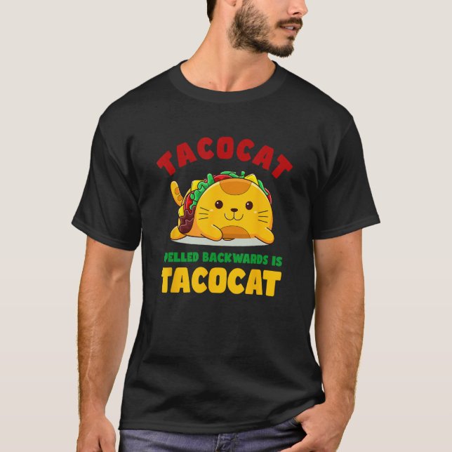 Camiseta Tacocat Spelled Backwards Is Tacocat Cute Cat Taco (Anverso)