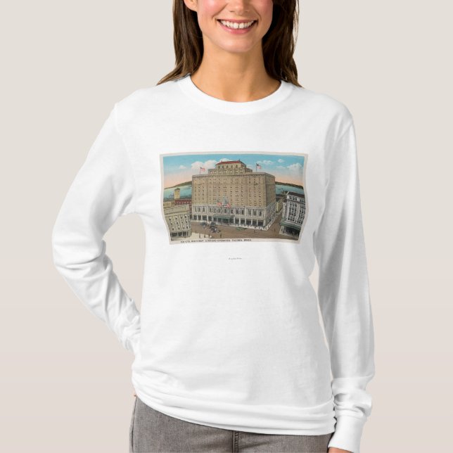 Camiseta Tacoma, WA - vista del hotel Winthrop (Anverso)