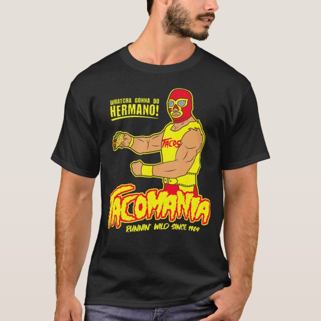 Camiseta Tacomania Funny Taco Luchador (Anverso)