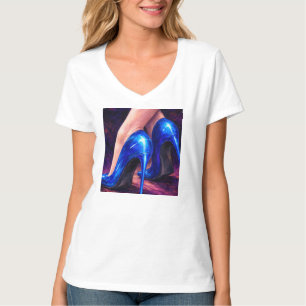 Camiseta Tacones altos azul eléctrico Moda Pintura abstract