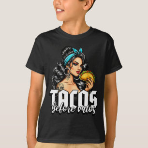 Camiseta Tacos antes que vatos divertido mexicana chicana l