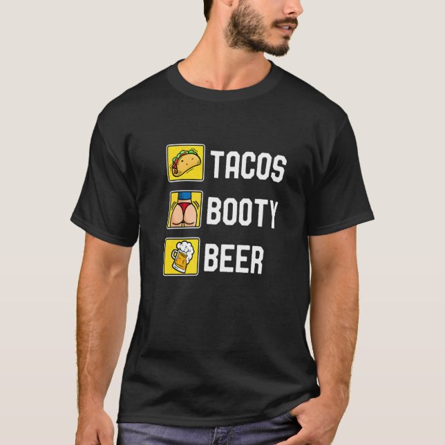Camiseta Tacos Booty Y Beer College Fiesta Cinco De Mayo (Anverso)