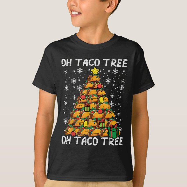 Camiseta Tacos Christmas Tree Funny Xmas Foodie Mexican Men (Anverso)