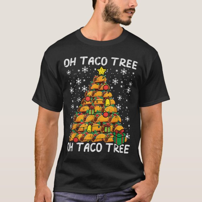 Camiseta Tacos Christmas Tree Funny Xmas Foodie Mexican Men (Anverso)