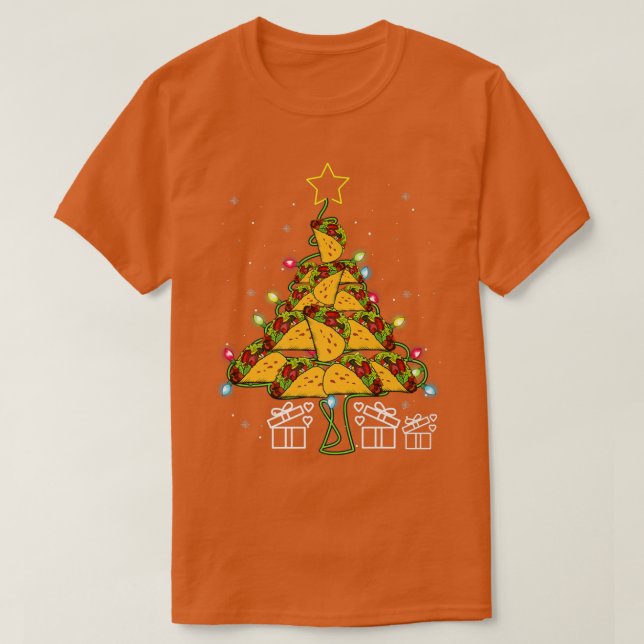 Camiseta Tacos Christmas Tree Led Lights Cute Xmas Meican F (Diseño del anverso)