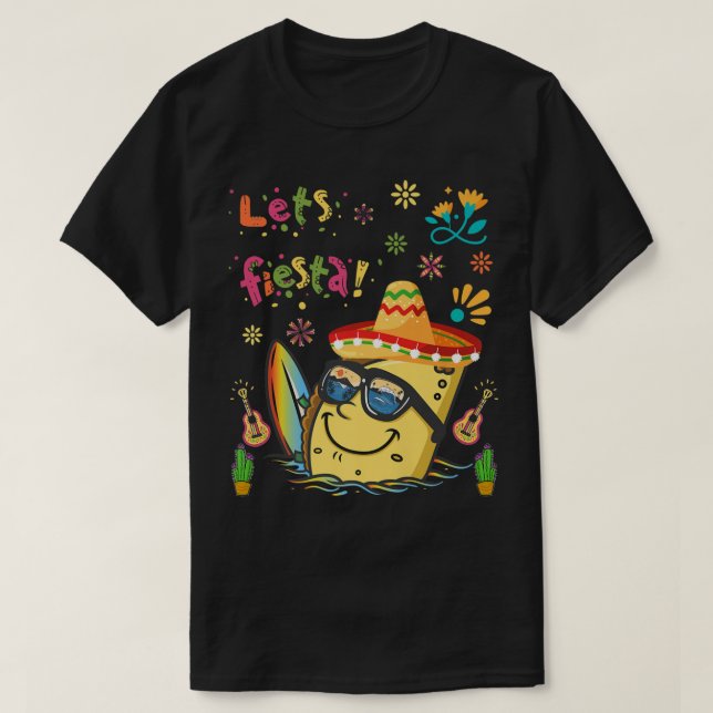 Camiseta Tacos Cinco De Mayo Guitarra Cactus Funny Boy (Diseño del anverso)