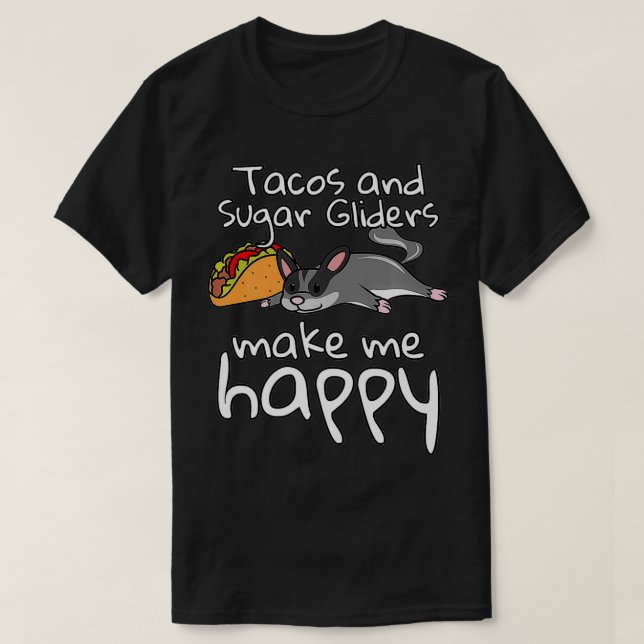 Camiseta Tacos Sugar Glider Mascota Premium (Diseño del anverso)
