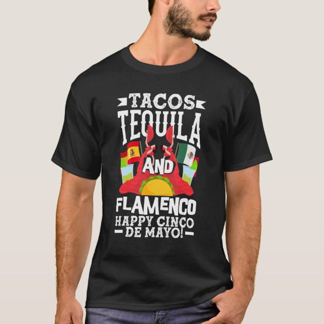 Camiseta Tacos tequila y flamenco Happy Cinco de Mayo (Anverso)