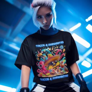 Camiseta tacos y margaritas de lentes de sol y sombrero