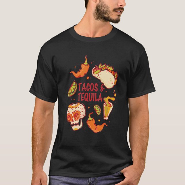 Camiseta Tacos y tequila cuota la comida mexicana y un cerd (Anverso)