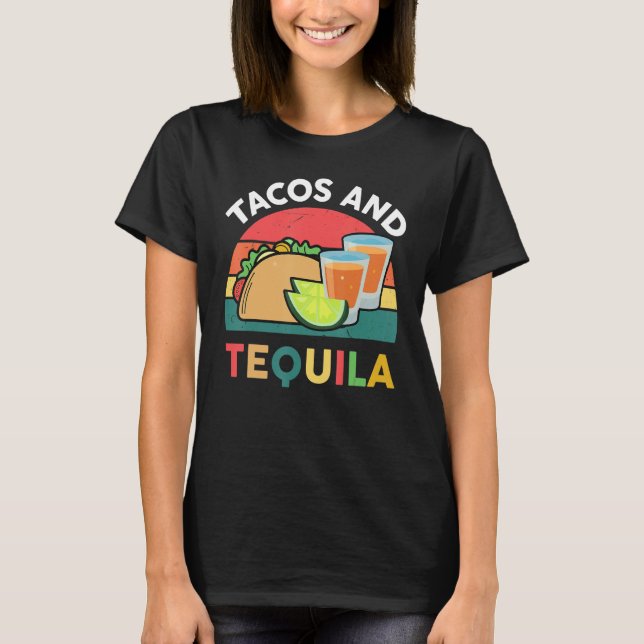 Camiseta Tacos Y Tequila Hombres Taco De Comida Mexicana (Anverso)