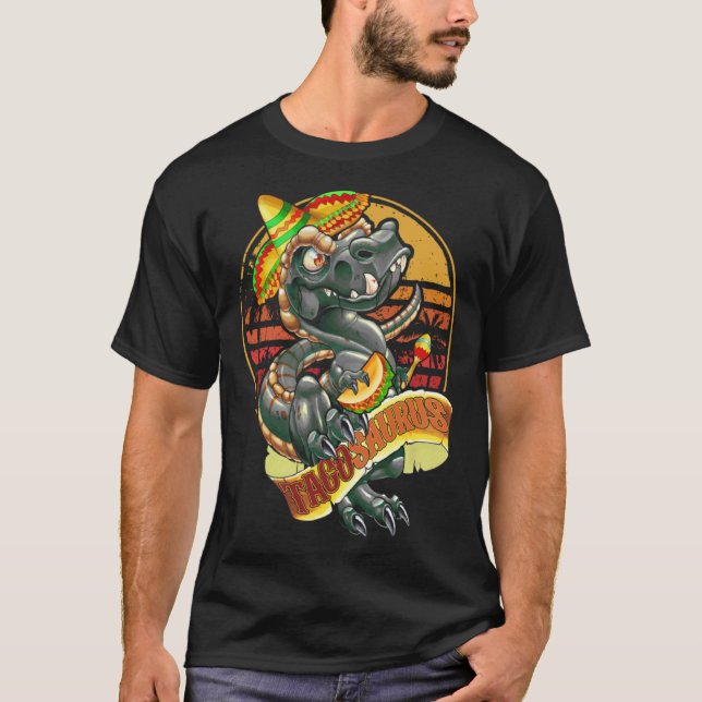 Camiseta Tacosaurus Rex Cinco De Mayo Mexican Sombrero Ponc (Anverso)