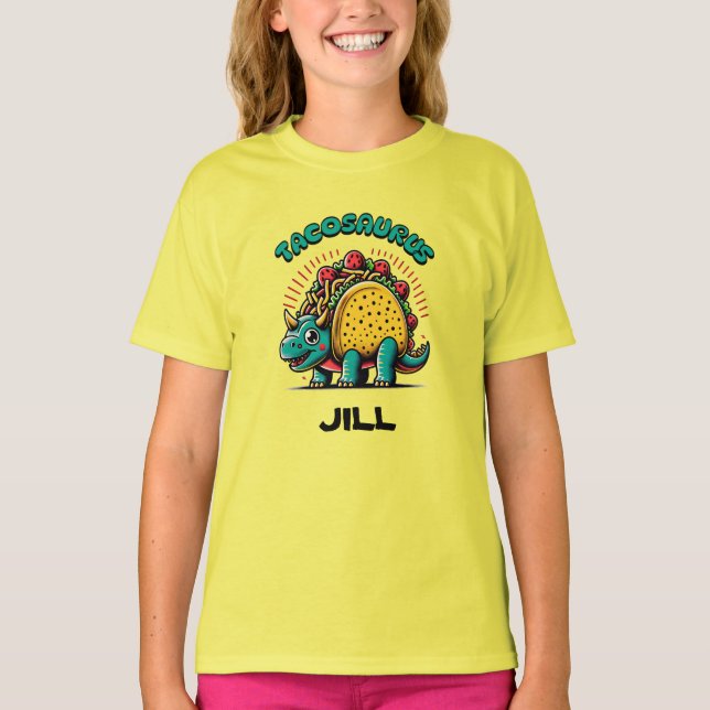 Camiseta Tacosaurus Triceratops Funny Cartoon (Anverso)