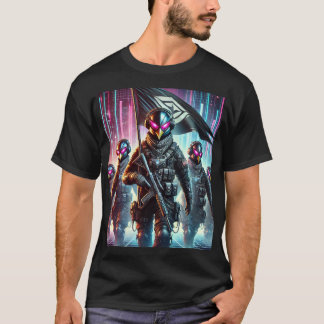 Camiseta 🚀 táctica de la fuerza del pingüino del ciberpunk