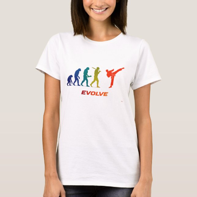 Camiseta Taekwondo Evolution Silhouette High Kick Design (Anverso)