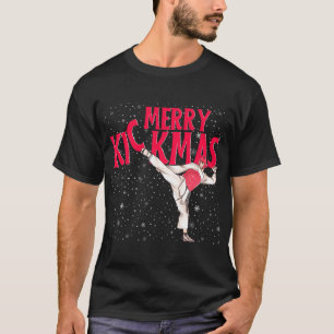 Camiseta Taekwondo Feliz Kickmas, Feliz Regalos de Navidad