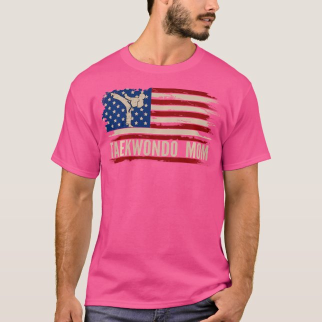 Camiseta Taekwondo Mamá Americana Bandera Estadounidense De (Anverso)
