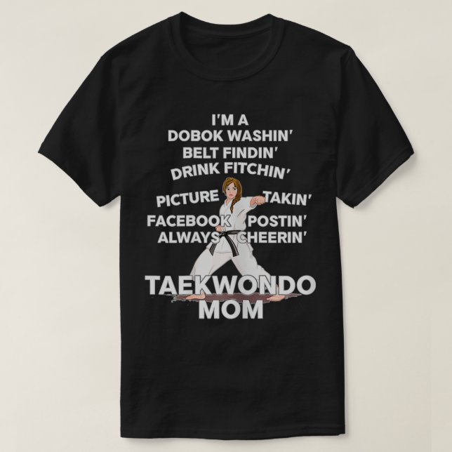 Camiseta Taekwondo Mamá Correa Negra Luchador de Kimono Per (Diseño del anverso)